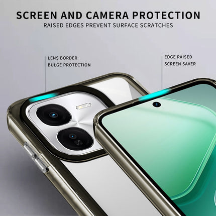 Kapa Warrior Acrylic Clear Back Cover For IQOO Z9X | Slim Shockproof [Military Grade Protection] Hybrid Bumper Case (Grey Sides)
