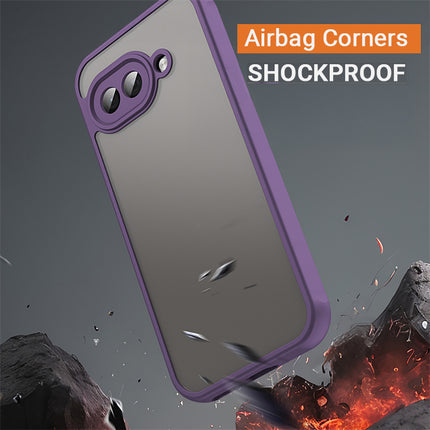 Kapa Shield Frosted Acrylic Back Cover for Google Pixel 9A| Hard Slim Inbuilt Camera Lens Cover Protection Shock Proof Case (Purple Sides)