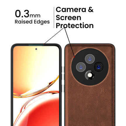 Kapa Tux Leather Back Cover for Oppo F27 (5G) | Slim Shockproof Camera Protection Bumper Case (Brown)