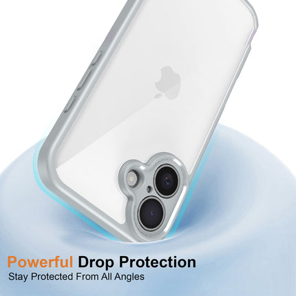 Kapa Hawkeye Clear Back Cover for Apple iPhone 16 | Camera Lens Protector Shockproof Slim Clear Case Cover (Grey Sides)