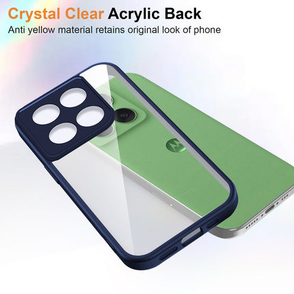 Kapa Hawkeye Clear Slim Tough Back Cover for Moto Edge 60 / Edge 60 Fusion | Camera Lens Protector Anti Yellow Shockproof Clear Hybrid Case Cover (Blue)