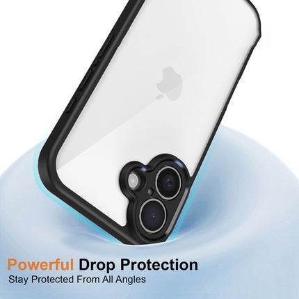 Kapa Hawkeye Clear Back Cover for Apple iPhone 16 | Camera Lens Protector Shockproof Slim Clear Case Cover (Black Sides)