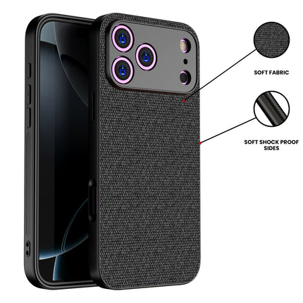Kapa Soft Full Fabric Protective Back Case Cover for Apple iPhone 17 Pro Max | Shockproof Slim Hard Anti Slip Back Case (Black)