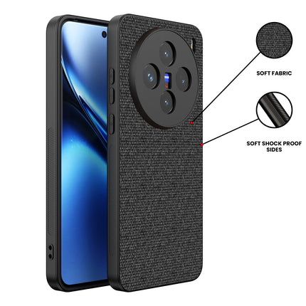 Kapa Soft Full Fabric Protective Back Case Cover for Vivo X200 (5G) | Shockproof Slim Hard Anti Slip Back Case (Black) - Mobizang