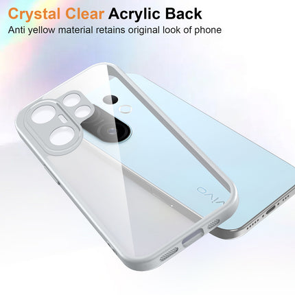 Kapa Hawkeye Clear Slim Tough Back Cover for Vivo X200 FE 5G | Camera Lens Protector Anti Yellow Shockproof Clear Hybrid Case Cover (Grey Sides) - Mobizang