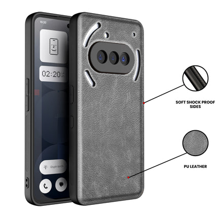 Kapa Tux Leather Back Cover for Nothing Phone 3A 5G | Slim Shockproof Camera Protection Bumper Case (Grey)