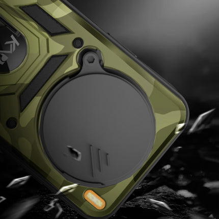 Kapa Tank Back Cover for Redmi Note 14 Pro Plus | Inbuilt Ring + Slider Shockproof Lens Protection Bumper Back Case (Green)