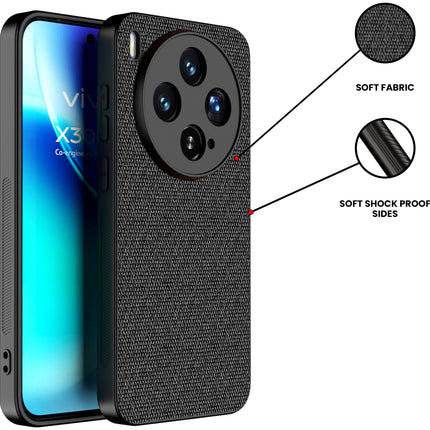 Kapa Soft Full Fabric Protective Back Case Cover for Vivo X300 5G | Shockproof Slim Hard Anti Slip Back Case (Black)