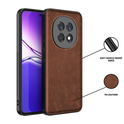 Kapa Tux Leather Back Cover for Oppo F29 5G | Slim Shockproof Camera Protection Bumper Case (Brown) - Mobizang