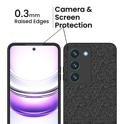 Kapa Soft Full Fabric Protective Back Case Cover for Realme 14X | Shockproof Slim Hard Anti Slip Back Case (Black) - Mobizang