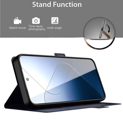 Kapa Noble Slim Magnetic Leather Flip Case Cover for Xiaomi 14 (5G) | Card Holder Stand Flip Wallet Case (Blue)