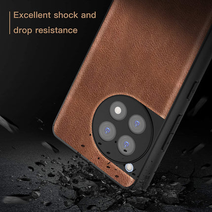 Kapa Tux Leather Back Cover for Oneplus 12R | Slim Shockproof Camera Protection Bumper Case (Brown) - Mobizang