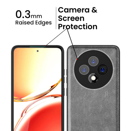 Kapa Tux Leather Back Cover for Oppo F27 (5G) | Slim Shockproof Camera Protection Bumper Case (Grey)