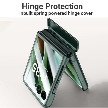 Kapa Leather Hinge Protection Back Cover for Moto Razr 60 Ultra| with [Inbuilt Glass] Full Body Shockproof Hard Back Case (Green)