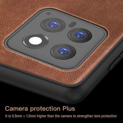 Kapa Tux Leather Back Cover for Xiaomi 14 (5G) | Slim Shockproof Camera Protection Bumper Case (Brown)
