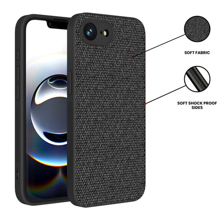 Kapa Soft Full Fabric Protective Back Case Cover for Apple iPhone 16E | Shockproof Slim Hard Anti Slip Back Case (Black)