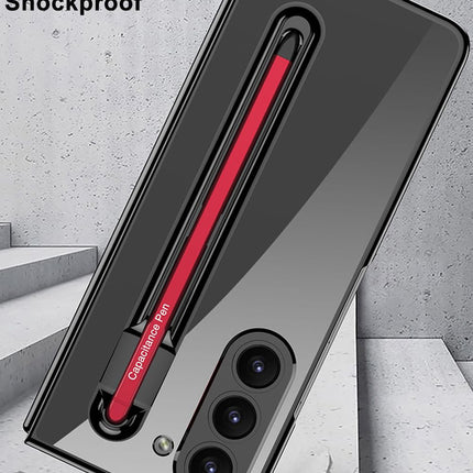 Kapa Phantom Contrast Case for Samsung Galaxy Z Fold 6 | Inbuilt S-Pen Holder Hybrid Back Cover (Black with Red Pen)