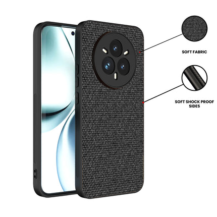 Kapa Soft Full Fabric Protective Back Case Cover for Realme 14 Pro 5G | Shockproof Slim Hard Anti Slip Back Case (Black) - Mobizang