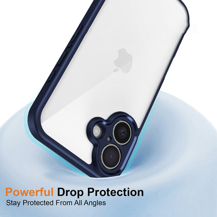 Kapa Hawkeye Clear Back Cover for Apple iPhone 16 | Camera Lens Protector Shockproof Slim Clear Case Cover (Blue Sides) - Mobizang