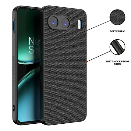 Kapa Soft Full Fabric Protective Back Case Cover for OnePlus Nord 4 | Shockproof Slim Hard Anti Slip Back Case (Black) - Mobizang