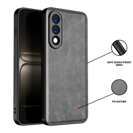 Kapa Tux Leather Back Cover for OnePlus Nord 5 | Slim Shockproof Camera Protection Bumper Case (Grey)