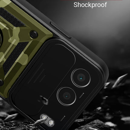 Kapa Tank Back Cover for OnePlus Nord 4 | Inbuilt Ring + Slider Shockproof Lens Protection Bumper Back Case (Green)