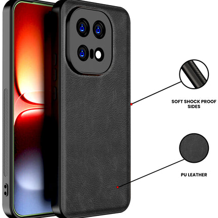 Kapa Tux Leather Back Cover for IQOO 15 5G | Slim Shockproof Camera Protection Bumper Case (Black)