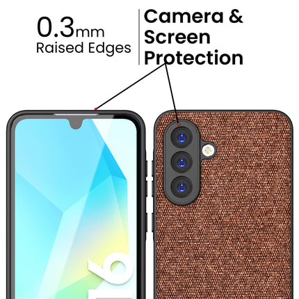 Kapa Soft Fabric & Leather Hybrid Protective Back Cover for Samsung Galaxy A36 | Shockproof Slim Hard Anti Slip Back Case (Brown)