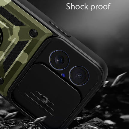 Kapa Tank Back Cover for Apple iPhone 17 | Inbuilt Ring + Slider Shockproof Lens Protection Bumper Back Case (Green)