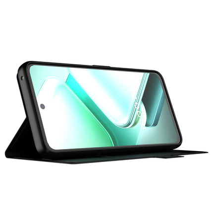 Kapa Noble Slim Magnetic Leather Flip Case Cover for IQOO Z9X | Card Holder Stand Flip Wallet Case (Black)