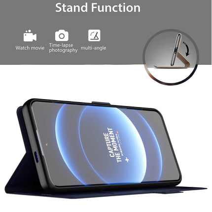 Kapa Noble Slim Magnetic Leather Flip Case Cover for Xiaomi 14 ULTRA (5G) | Card Holder Stand Flip Wallet Case (Blue)