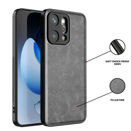 Kapa Tux Leather Back Cover for Oppo Reno 14 PRO 5G | Slim Shockproof Camera Protection Bumper Case (Grey)