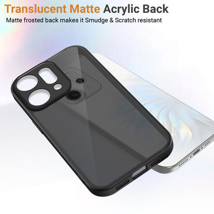 Kapa Smoked Hawkeye Matte Slim Tough Back Cover for Oppo Reno 14 5G | Camera Lens Protector Anti Yellow Shockproof Matte Hybrid Case Cover (Smoked Black)