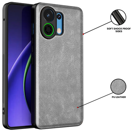 Kapa Tux Leather Back Cover for Oppo K13 Turbo / K13 Turbo Pro | Slim Shockproof Camera Protection Bumper Case (Grey)