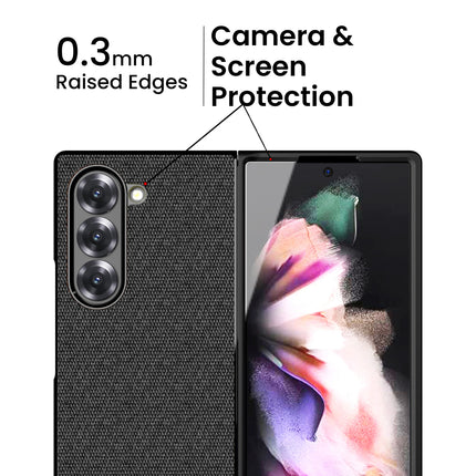 Kapa Soft Full Fabric Protective Back Case Cover for Samsung Galaxy Z Fold 6 | Shockproof Slim Hard Anti Slip Back Case (Black)