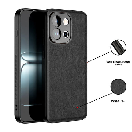 Kapa Tux Leather Back Cover for OnePlus 13S | Slim Shockproof Camera Protection Bumper Case (Black)
