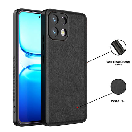 Kapa Tux Leather Back Cover for Oppo K13 5G | Slim Shockproof Camera Protection Bumper Case (Black)