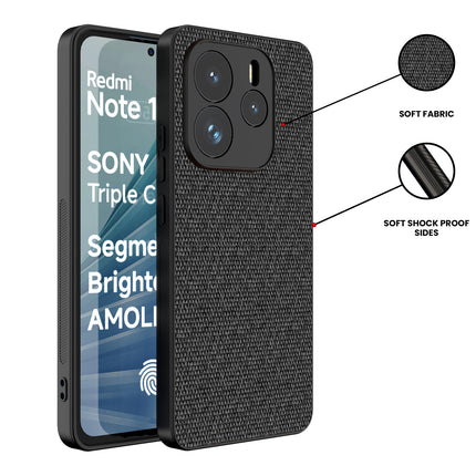 Kapa Soft Full Fabric Protective Back Case Cover for Redmi Note 14 (5G) | Shockproof Slim Hard Anti Slip Back Case (Black)