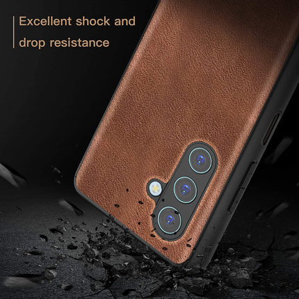 Kapa Tux Leather Back Cover for Samsung Galaxy M35 (5G) | Slim Shockproof Camera Protection Bumper Case (Brown) - Mobizang