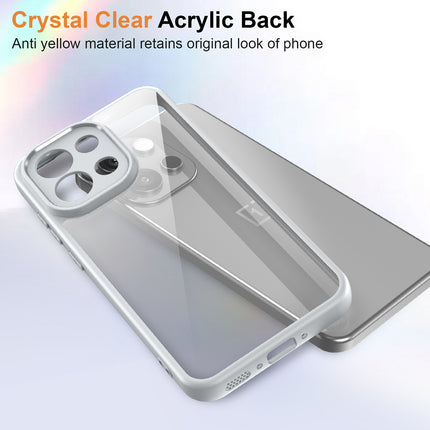 Kapa Hawkeye Clear Slim Tough Back Cover for OnePlus 13S | Camera Lens Protector Anti Yellow Shockproof Clear Hybrid Case Cover (Grey)
