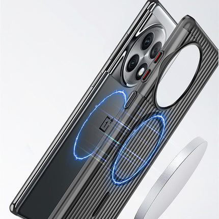 Kapa Matte Magnetic Wave Grip Back Cover for OnePlus 12 | [MagSafe Compatible] Wireless charging, Slim, Metal Buttons, Frosted Back Case (Grey)