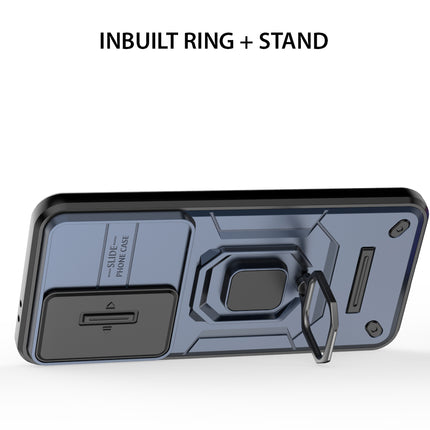 Kapa Armor Slider Back Cover for Samsung Galaxy A36 | Inbuilt Ring + Camera Slider Shockproof Lens Protection Bumper Back Case (Blue)