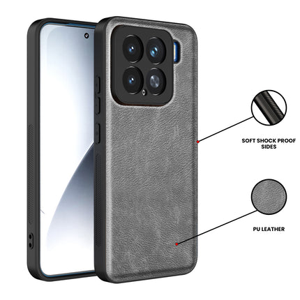 Kapa Tux Leather Back Cover for Xiaomi 15 5G | Slim Shockproof Camera Protection Bumper Case (Grey)