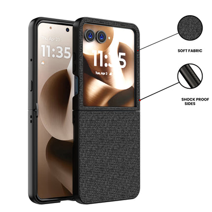Kapa Soft Full Fabric Protective Back Case Cover for Moto Razr 60 / 50 | Shockproof Slim Hard Anti Slip Back Case (Black)