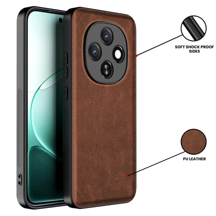 Kapa Tux Leather Back Cover for Oppo F31 Pro 5G | Slim Shockproof Camera Protection Bumper Case (Brown) - Mobizang
