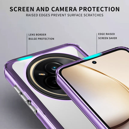 Kapa Warrior Acrylic Clear Back Cover For Realme 14 Pro 5G | Slim Shockproof [Military Grade Protection] Hybrid Bumper Case (Purple Sides)