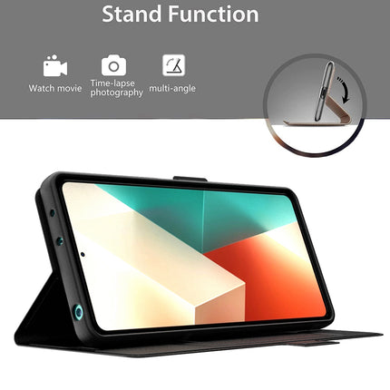 Kapa Noble Slim Magnetic Leather Flip Case Cover for Redmi Note 13 (5G) | Card Holder Stand Flip Wallet Case (Black) - Mobizang