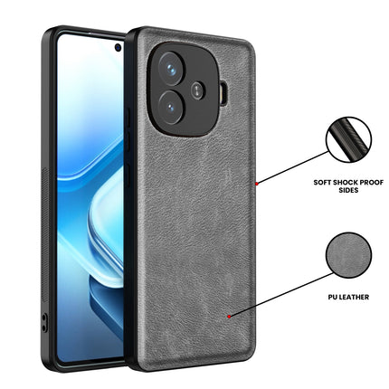 Kapa Tux Leather Back Cover for iQoo Neo 10R | Slim Shockproof Camera Protection Bumper Case (Grey)