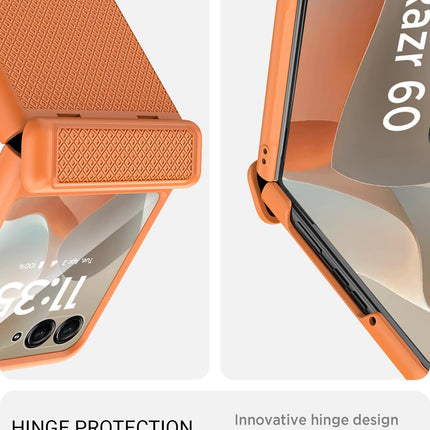 Kapa Textured Grip Hinge Protection Back Cover for Moto Razr 60/50 | with [Inbuilt Glass] Full Body Shockproof Hard Back Case (Orange)