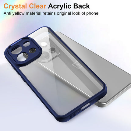Kapa Hawkeye Clear Slim Tough Back Cover for OnePlus 13S | Camera Lens Protector Anti Yellow Shockproof Clear Hybrid Case Cover (Blue)
